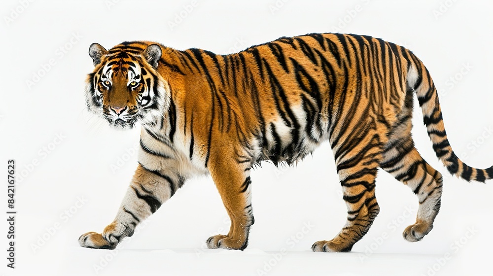Obraz premium A prowling tiger with isolated background