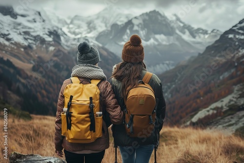 Young Couple Hiking in the Mountains