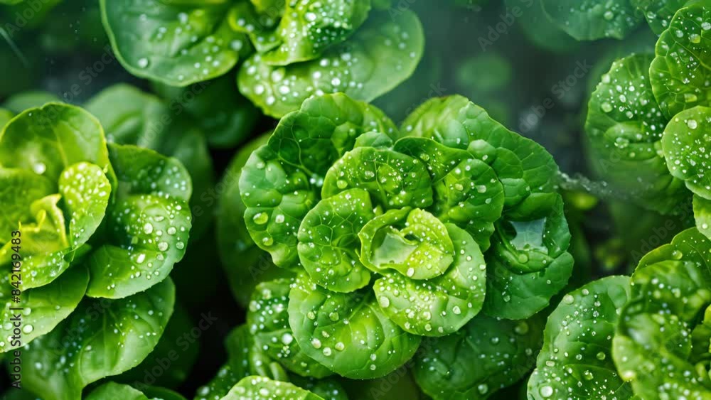 A closeup of floating lettuce heads thriving in a hydroponic system. A closeup of floating lettuce heads thriving in a hydroponic system.