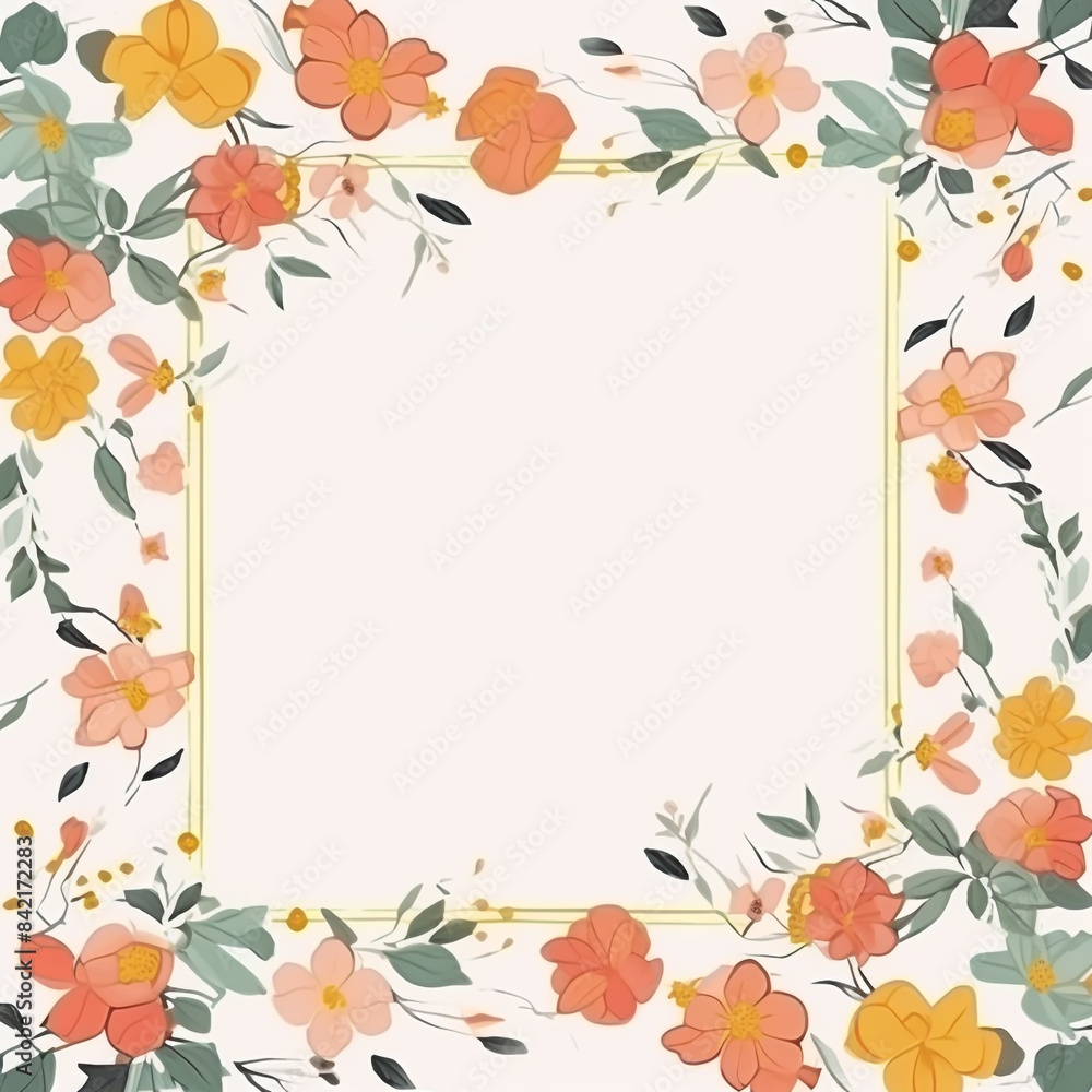 Wedding invitation card. floral square frame with empty space on background Wedding invitation card. floral square frame with empty space on background