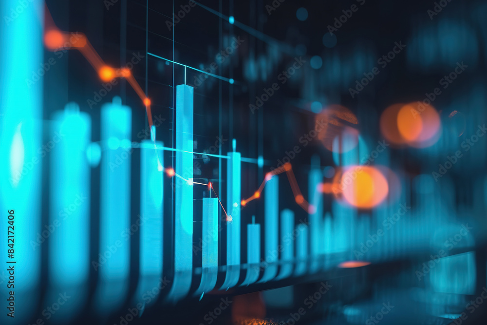 Financial Growth Chart Analysis with uptrends, downtrends and data points Financial Growth Chart Analysis with uptrends, downtrends and data points