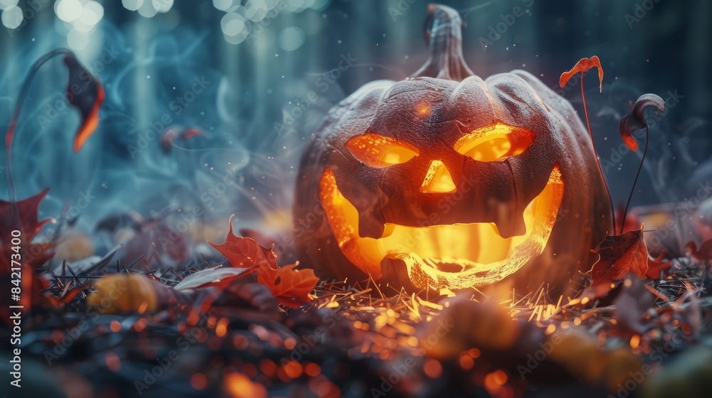 Fototapeta premium National Pumpkin Day concept, copy space. Halloween
