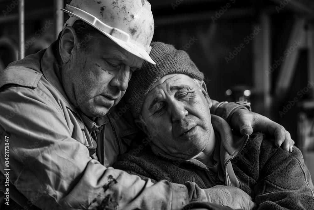 An Injured worker and his workmate An Injured worker and his workmate