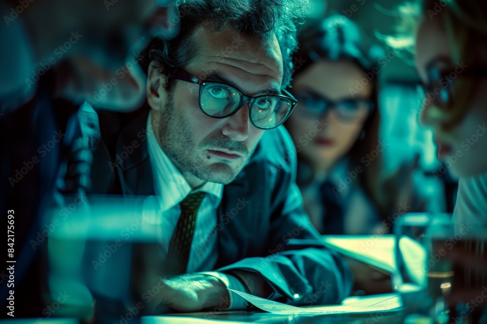 Group of business people working in office. Selective focus. Toned. Group of business people working in office. Selective focus. Toned.