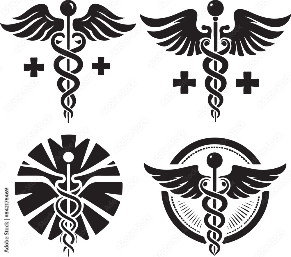 caduceus health symbol asclepias wand icon caduceus health silhouette vector illustration. caduceus health symbol asclepias wand icon caduceus health silhouette vector illustration.