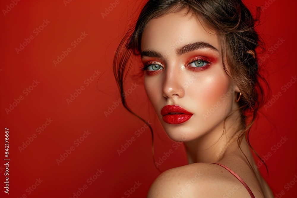 A Young beautiful female fashion model with make up A Young beautiful female fashion model with make up