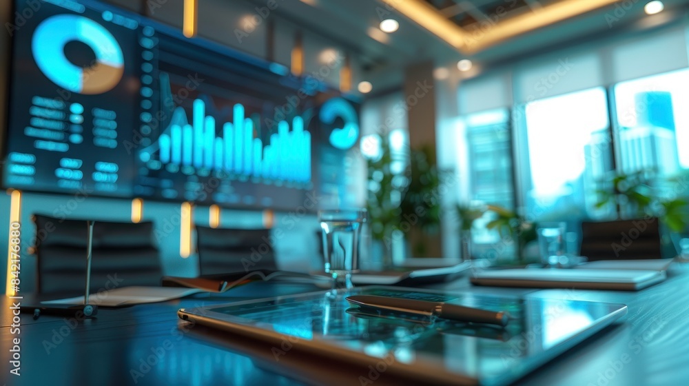 Corporate Boardroom with Members Presenting and Analyzing Financial Projections and Budget Plans Concept Business Strategy and Decision-Making. Corporate Boardroom with Members Presenting and Analyzing Financial Projections and Budget Plans Concept Business Strategy and Decision-Making.