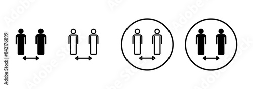 Social distancing icon vector isolated on white background. Keep distance sign. Coronavirus. Social Distancing and Self Quarantine.