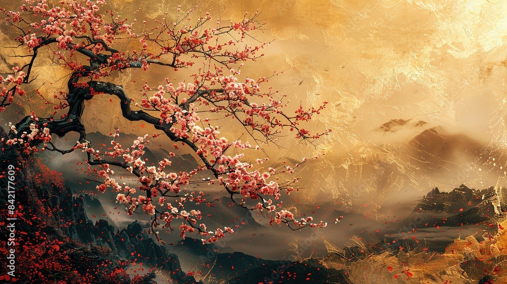 custom made wallpaper toronto digitalGolden Radiance: AI Crafted Japanese Style Backdrop