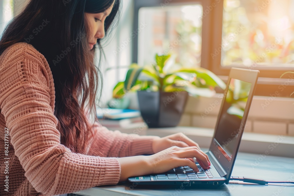 A Young woman working on laptop