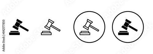 Gavel icon vector isolated on white background. Hammer icon vector. Judge Gavel Auction Icon Vector. Bid