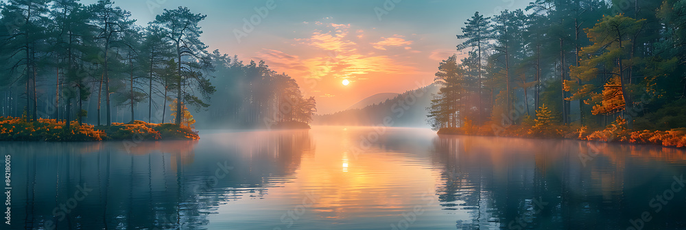Dawn Reflections on Tranquil Teal Lake Dawn Reflections on Tranquil Teal Lake