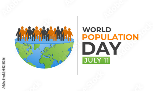 Vector illustration on the theme of World Population Day. Diverse people with Overcrowded, overloaded earth. Banner poster, flyer and background design.