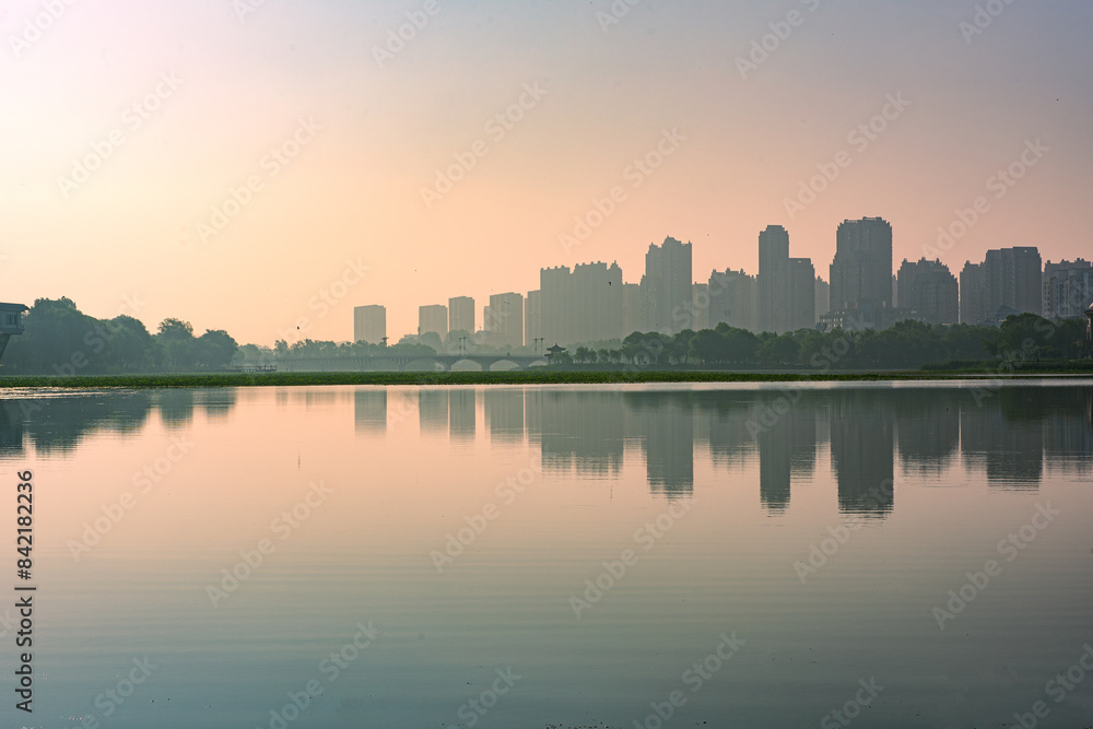 Rivers, bridges, and skylines in urban parks Rivers, bridges, and skylines in urban parks