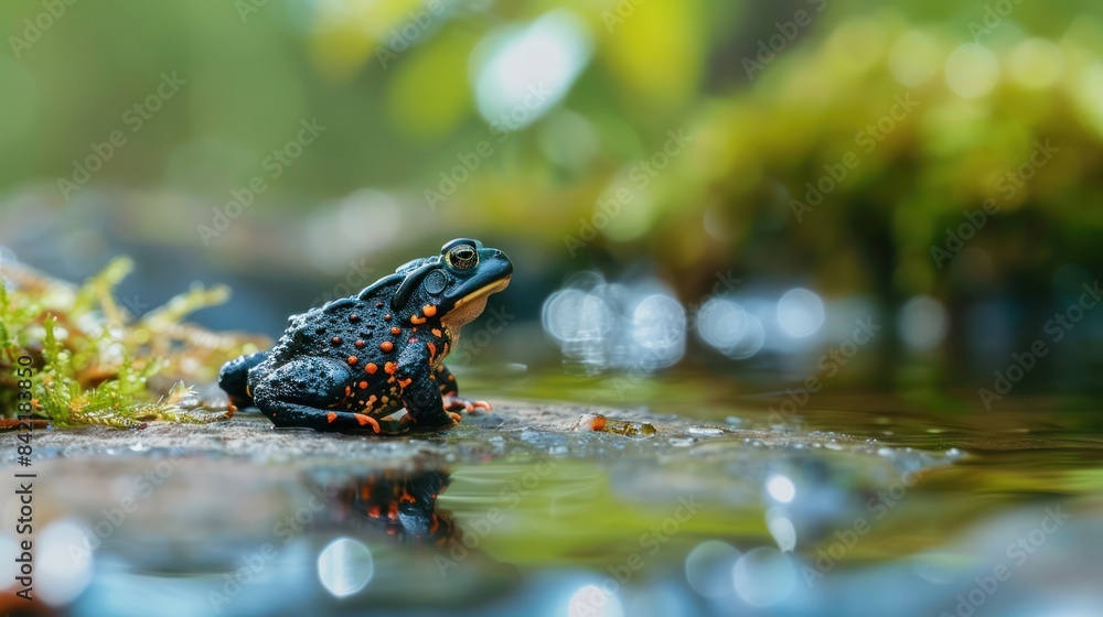 Fototapeta premium Fire-Bellied Toad with minimalist style ,