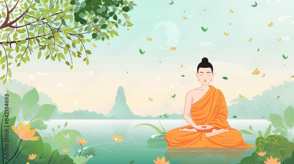 custom made wallpaper toronto digitalA woman is sitting in a forest and meditating