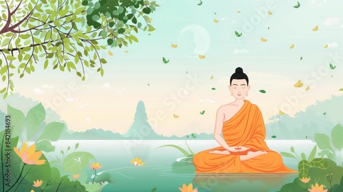 Wallpaper Mural A woman is sitting in a forest and meditating Torontodigital.ca