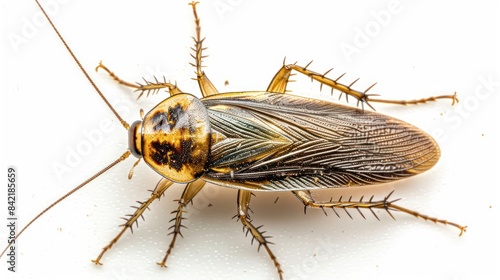 Florida Woods Cockroach full body clearly photo on white background ,  photo