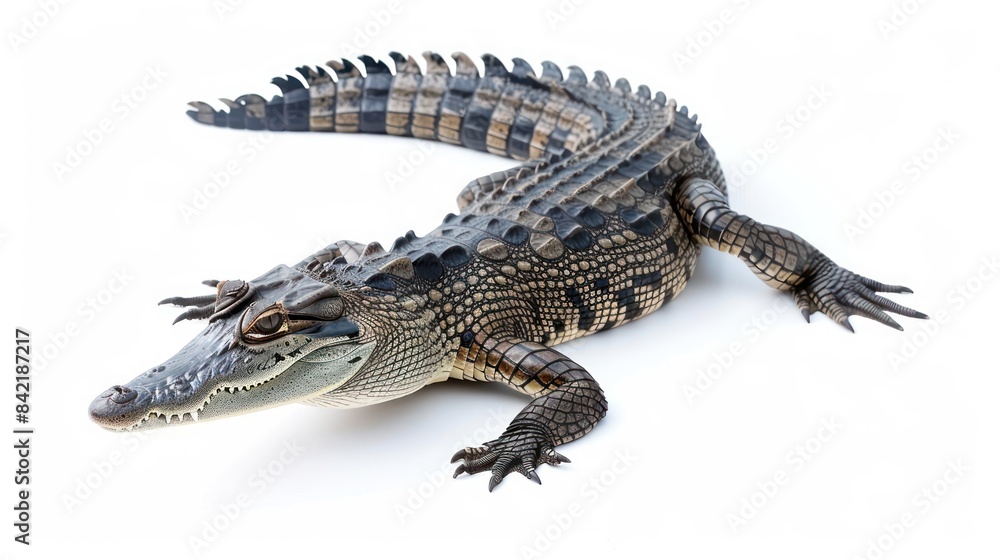 Freshwater Crocodile full body clearly photo on white background , Freshwater Crocodile full body clearly photo on white background ,