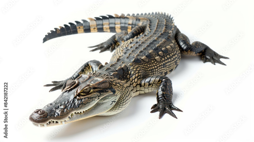 Fototapeta premium Freshwater Crocodile full body clearly photo on white background , 