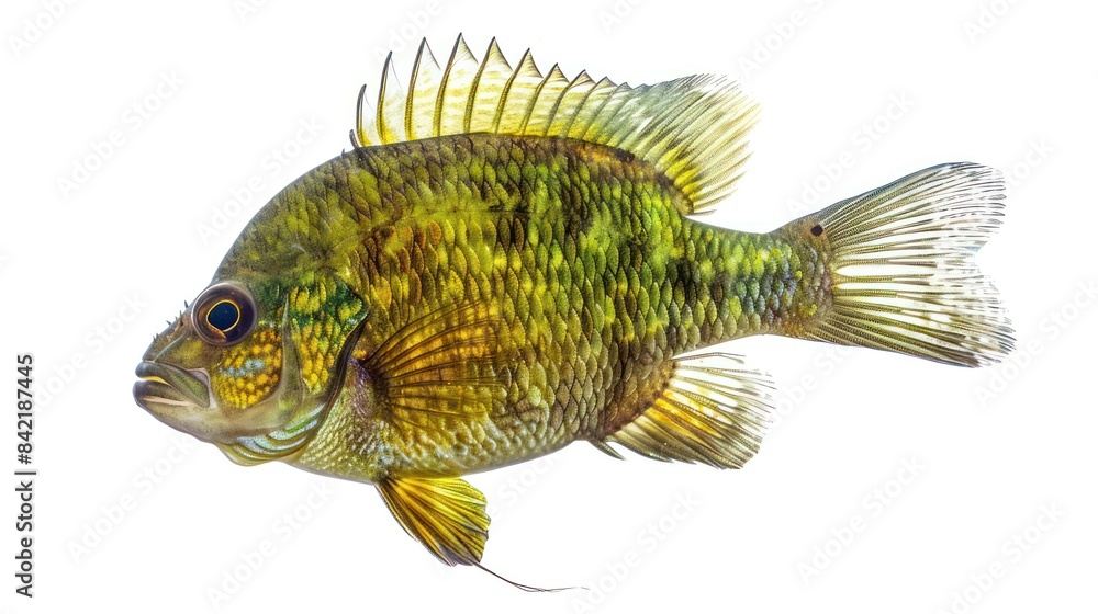 Freshwater Sunfish full body clearly photo on white background , Freshwater Sunfish full body clearly photo on white background ,