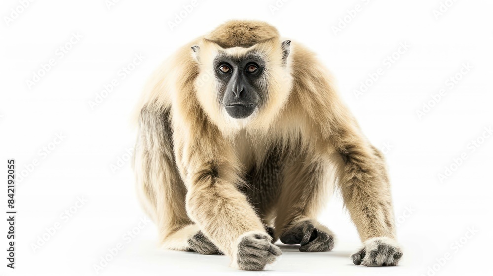 Gibbon full body clearly photo on white background , Gibbon full body clearly photo on white background ,