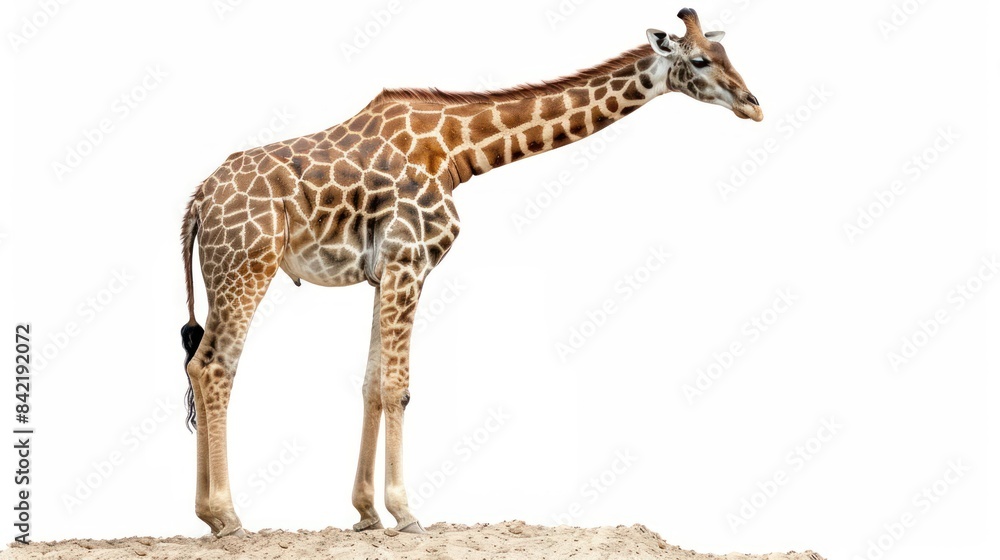 Fototapeta premium Giraffe full body clearly photo on white background , 