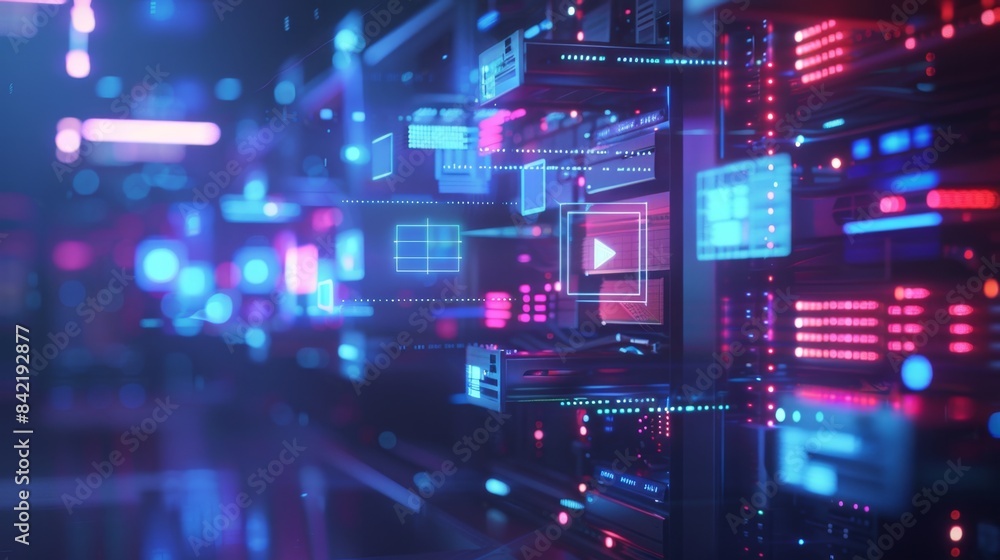 Futuristic Data Center Technology, Generative AI Futuristic Data Center Technology, Generative AI