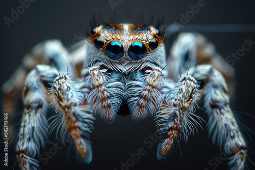 Close-Up of a Jumping Spider with Detailed Facial Features