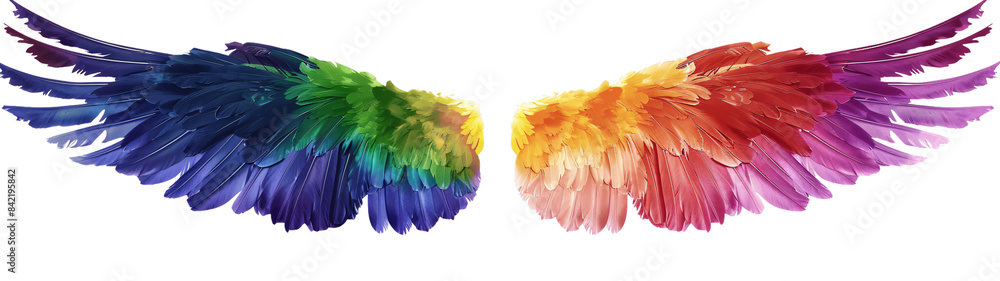 Rainbow pride wings isolated on transparent background. Rainbow pride wings isolated on transparent background.
