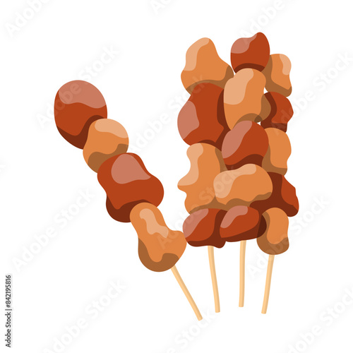 satay vector illustration. Indonesian food. Grilled meat illustrations.