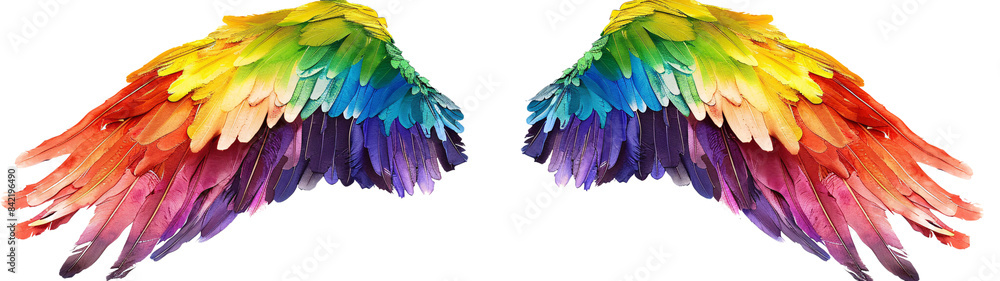 Rainbow pride wings isolated on transparent background. Rainbow pride wings isolated on transparent background.