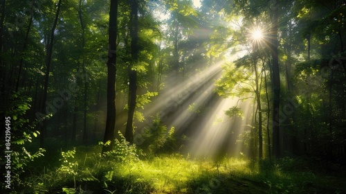 Sunlight filters through trees creating stunning natural scenery