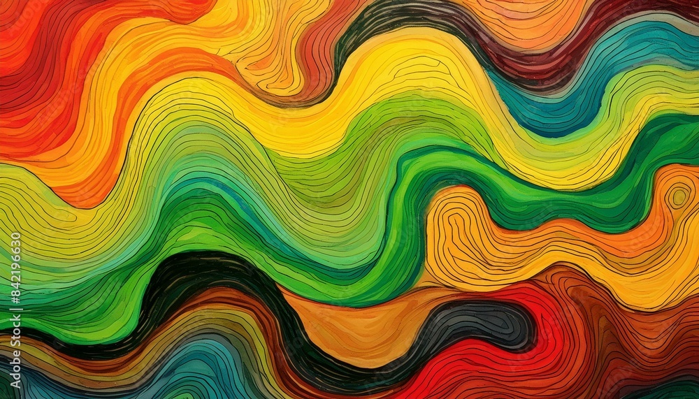 Fototapeta premium An abstract background with a wavy texture is painted in a rough and reggae style.
