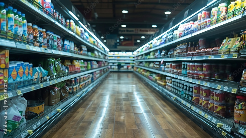 An aisle in the grocery store without people. An aisle in the grocery store without people.