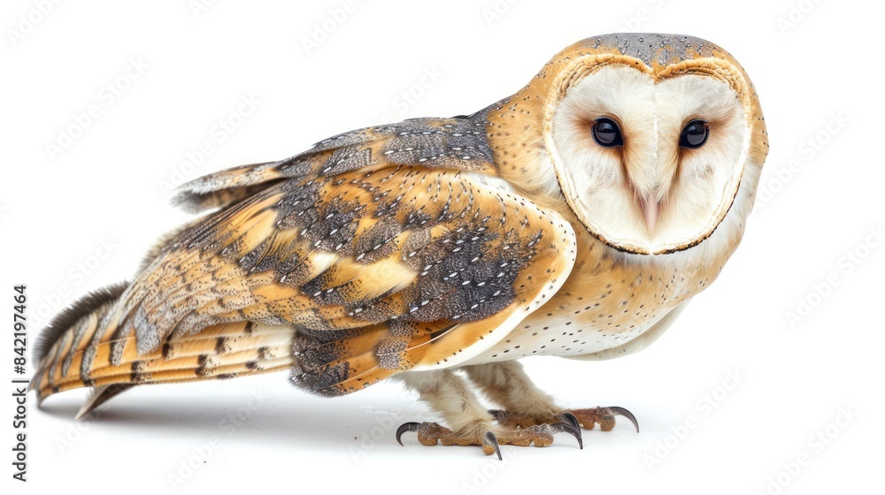 Naklejka premium Barn Owl on white background , 