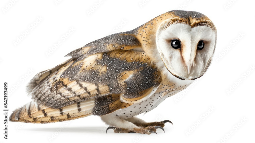 Fototapeta premium Barn Owl on white background , 