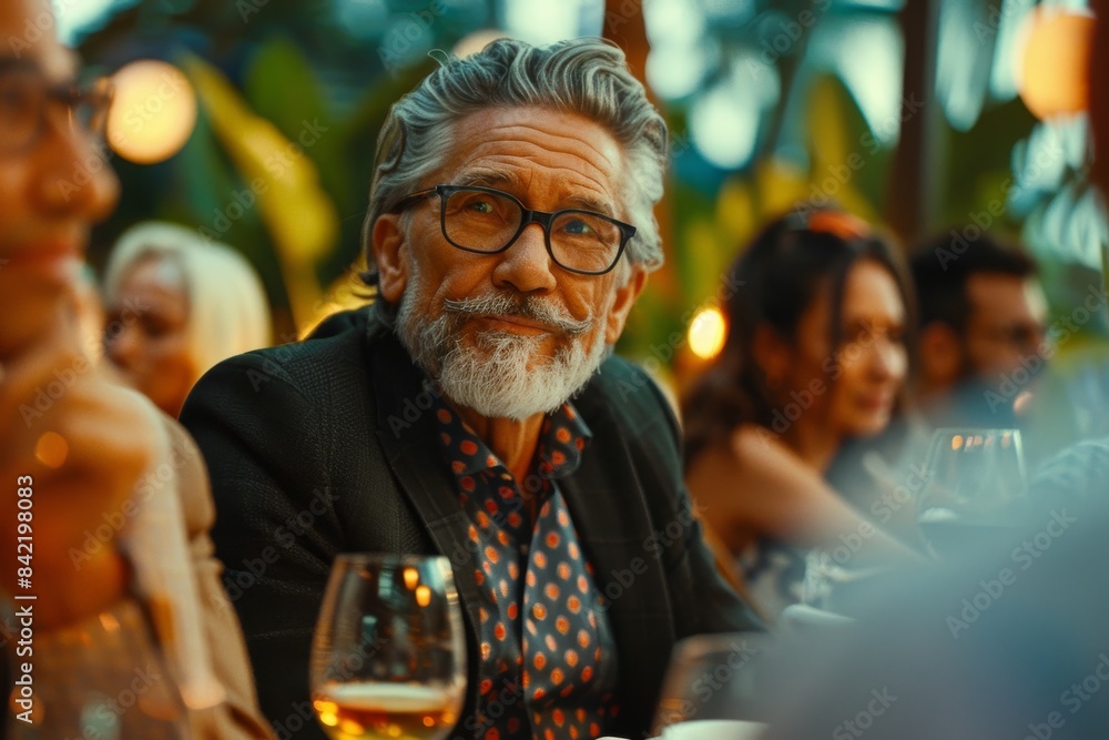 Portrait of a senior man with a glass of wine in a restaurant. Portrait of a senior man with a glass of wine in a restaurant.
