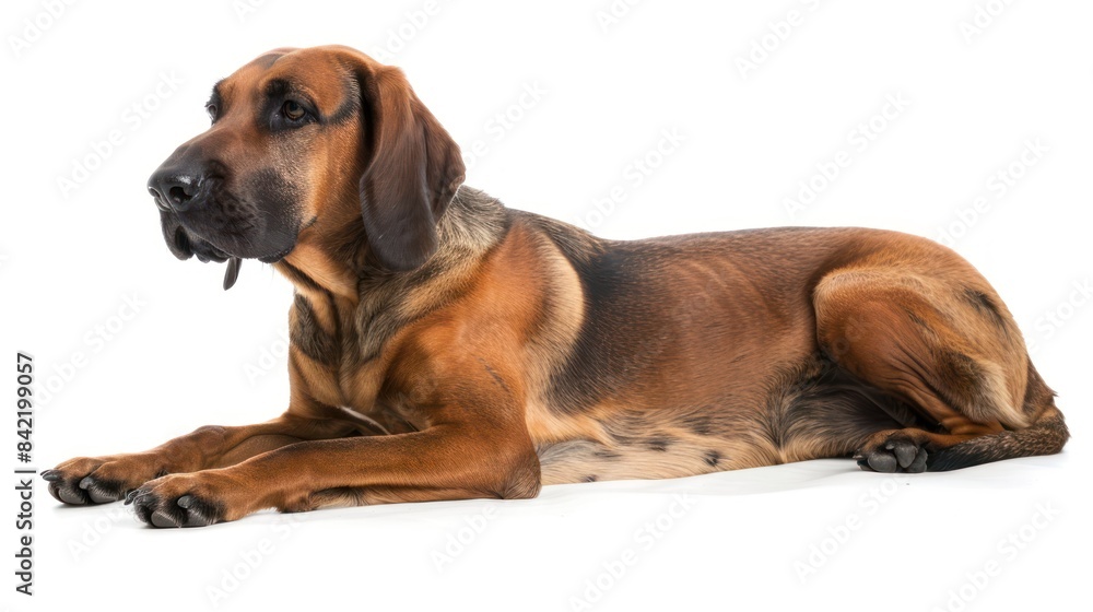 Bavarian Mountain Hound on white background , Bavarian Mountain Hound on white background ,