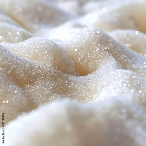 close-up of sugar crystals in sparkling waving mounds reminiscent of hills