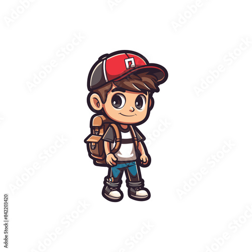cute backpacker character vector design