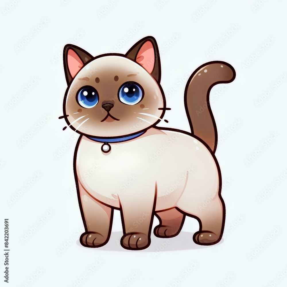 Siamese Cat cute vector without background