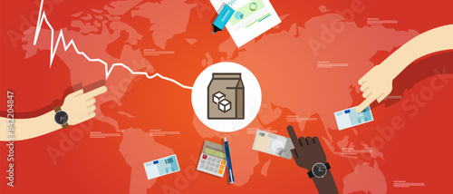 Sugar white price goes down drop decrease cheap in global commodity market trade export transaction