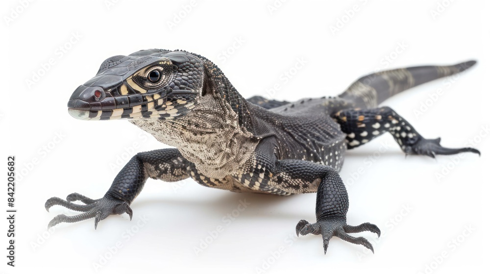 Obraz premium Black Throat Monitor on white background , 