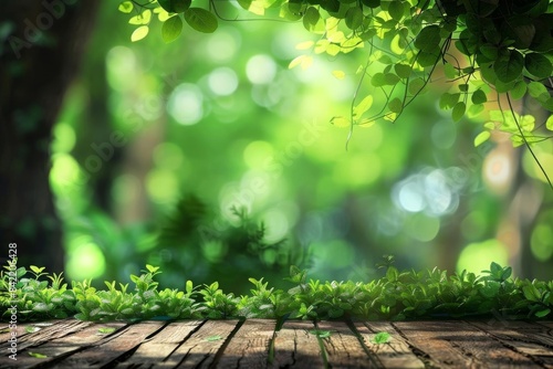 Green Botanical Landscape with Light Reflections photo