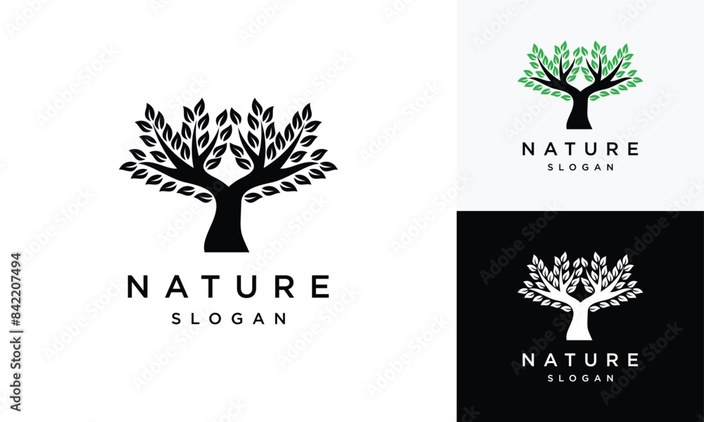 Obraz premium Natural Vector Tree Logo. Growth Design Template 