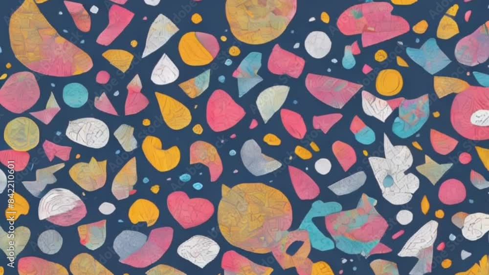 Creative collage with shapes, motion Creative collage with shapes, motion