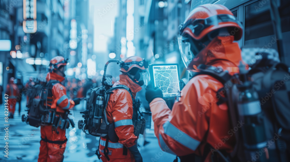 Fototapeta premium AI Emergency Response in Urban Chaos
