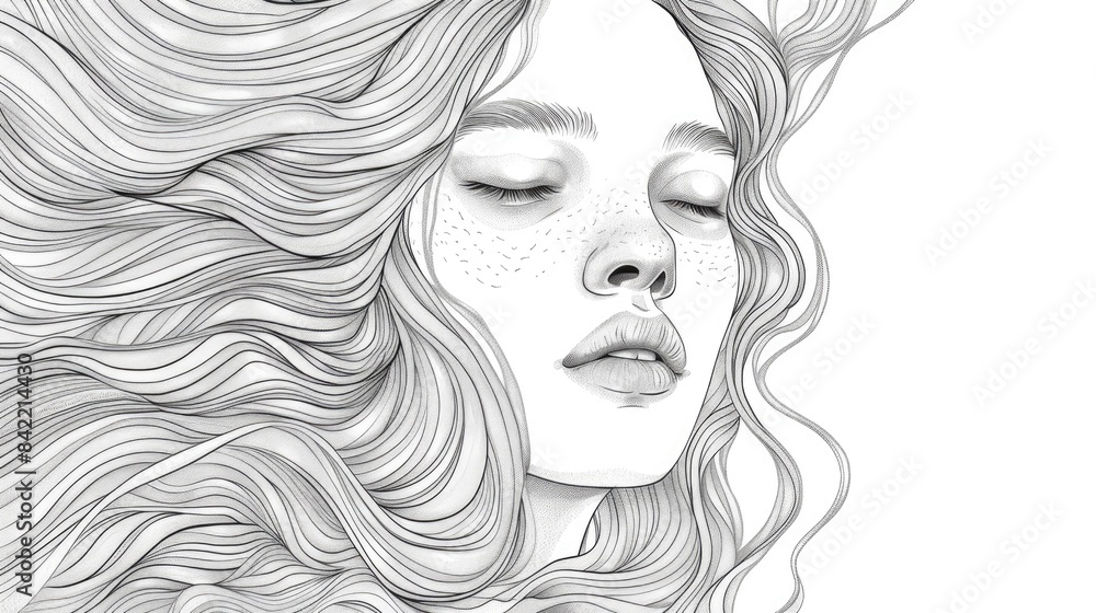 Graceful girl portrayed through stunning line art Graceful girl portrayed through stunning line art