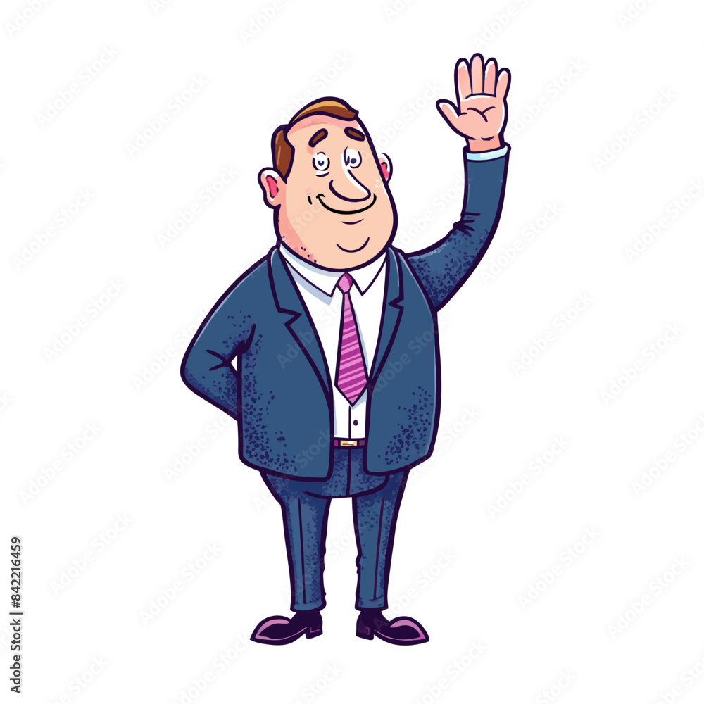 Businessman waving full standing man Businessman waving full standing man